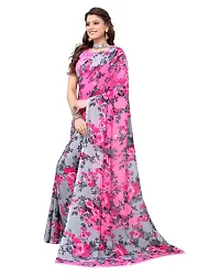 Priyashi Women's Floral Printed Georgette Saree with Unstitched Blouse Piece(HEMAXI Pink_W_Free Size)-thumb2