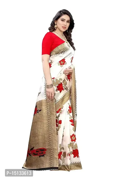 Priyashi Women's Art Silk Printed Saree with Blouse Piece(DYNA RED_Free Size) 1-thumb3