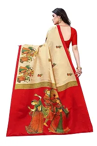 Priyashi Knit Womens Art Silk Printed Saree with Blouse Piece(RAJARANI CHIKU_Free Size)-thumb1