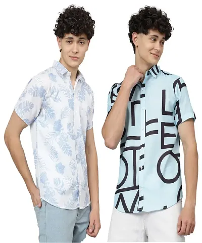 Classic Cotton Blend Printed Casual Shirt for Men, Pack of 2