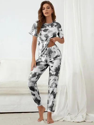 LAtest Tie And Dye Night Top Pajama Set For Women And Girls