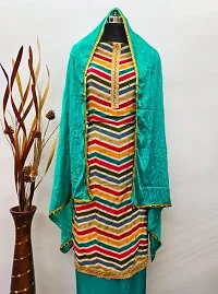 Women Multicolor Cotton Silk Lehariya Salwaar Suit Material-thumb1