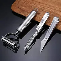 MIX CART Steel Peeler Vegetable Cutter Peeler, Knife and Clips Rotary Peeler Cutter Slicer Combined Vegetable Peelers, Stainless Steel Peeler, Multi-Purpose Vegetable Peelers 3 Pcs-thumb3