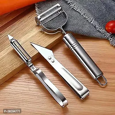 MIX CART Steel Peeler Vegetable Cutter Peeler, Knife and Clips Rotary Peeler Cutter Slicer Combined Vegetable Peelers, Stainless Steel Peeler, Multi-Purpose Vegetable Peelers 3 Pcs-thumb5