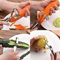 MIX CART Steel Peeler Vegetable Cutter Peeler, Knife and Clips Rotary Peeler Cutter Slicer Combined Vegetable Peelers, Stainless Steel Peeler, Multi-Purpose Vegetable Peelers 3 Pcs-thumb2