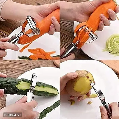 MIX CART Steel Peeler Vegetable Cutter Peeler, Knife and Clips Rotary Peeler Cutter Slicer Combined Vegetable Peelers, Stainless Steel Peeler, Multi-Purpose Vegetable Peelers 3 Pcs-thumb3