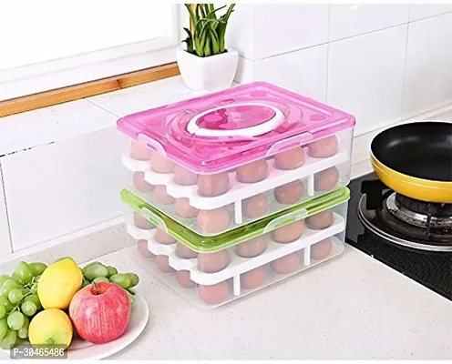 egg Basket Storage Container With Lid 32 Grid-thumb5