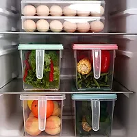 MIX CART Plastic Food Fridge Storage Containers Kitchen Food Space Saver Stackable Air Tight Jars Bins with Lids Handle (6  PCS, 1100 ML) Bran-thumb4