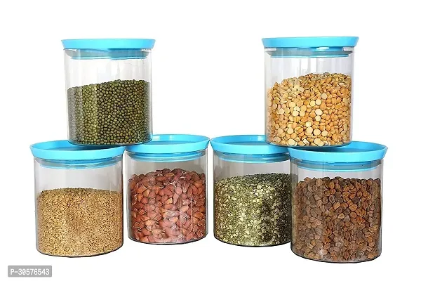 MIX CART Plastic Excellent Genius Container Stackable Storage Container Jar for cereal, snacks, nuts, sugar, tea, dry pet food 600 ml (6 Pcs)