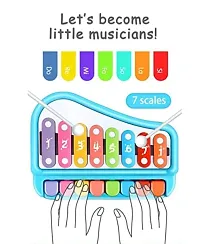 Gifts  Stationary Musical Xylophone for Kids (Big) 2 in 1 Piano Xylophone for Kids Educational Musical Instruments 8 Key Scales in Clear PACK OF - 1-thumb1