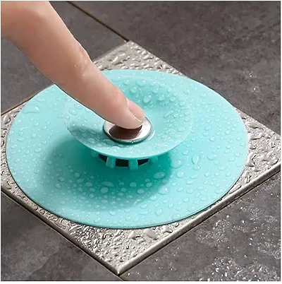 Silicone Water Stopper 2 in 1 Jali Drain Stopper with Hair Catcher Strainer/Hair Catcher for Bathroom/Wash Basin (1 pcs)