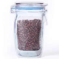 Transparent Jar shaped stand up Pouch with zip lock  Set Contain 3 PC(Blue Large-1000 ml; Red Medium-500 ml; Yellow Small-150 ml)-thumb3