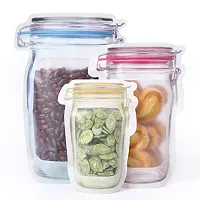 Transparent Jar shaped stand up Pouch with zip lock  Set Contain 3 PC(Blue Large-1000 ml; Red Medium-500 ml; Yellow Small-150 ml)-thumb4