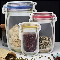 Transparent Jar shaped stand up Pouch with zip lock  Set Contain 3 PC(Blue Large-1000 ml; Red Medium-500 ml; Yellow Small-150 ml)-thumb2