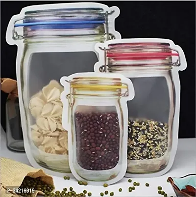 Transparent Jar shaped stand up Pouch with zip lock  Set Contain 3 PC(Blue Large-1000 ml; Red Medium-500 ml; Yellow Small-150 ml)-thumb3