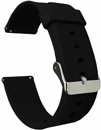 Watch Strap Silicone Belt Compatible With Goqii Smart Vital Smartwatch 22 Mm Silicone Watch Strap Black-thumb1