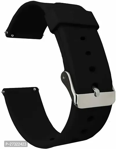 Watch Strap Silicone Belt Compatible With Goqii Smart Vital Smartwatch 22 Mm Silicone Watch Strap Black-thumb2