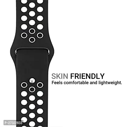 Plain Band Soft Silicone Sport Wristband Strap 42/44/45/Mm Black And White Strap 42 Mm Rubber Watch Strap Blackand White-thumb2