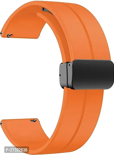 20Mm Magnetic Watch Band With Folding Buckle And Quick Release 20 Mm Silicone Watch Strap Orange-thumb0