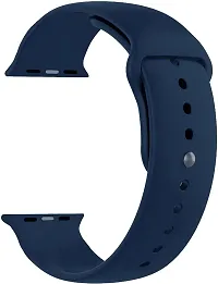 Soft Silicone Case Cover With Strap Iwatch Series7/6/5/4/3/2/1/Se 42/44/45Mm 44 Mm Silicone Watch Strap Navy Blue-thumb1