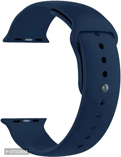 Soft Silicone Case Cover With Strap Iwatch Series7/6/5/4/3/2/1/Se 42/44/45Mm 44 Mm Silicone Watch Strap Navy Blue-thumb2