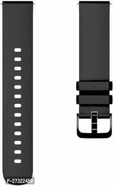 Silicon Straps For Noise Colorfit Pro 2, Boat Storm, Plus Smart 22 Mm Silicone Watch Strap Black-thumb2