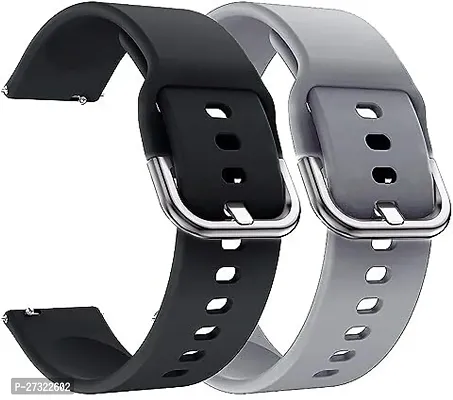 Replacement Band 19Mm Metal Buckle Silicon Compatible With Boat Storm Noise 19 Mm Silicone Watch Strap Black, Grey