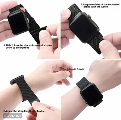 Smart Watch Strap Compatible With Series 1/2/3/4/5/6/7 With Magnetic Band 42Mm 44 Mm Stainless Steel Watch Strap Black-thumb4