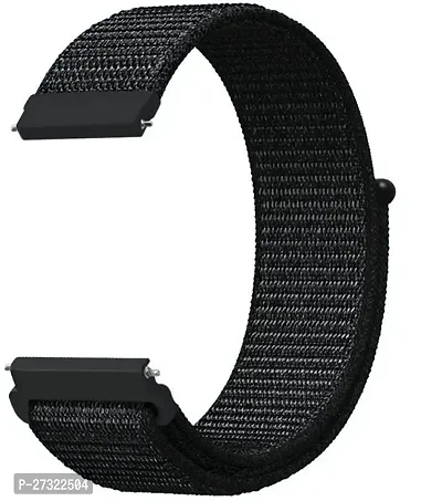 20Mm Soft Black Strap Compatible 20 Mm Fabric Watch Strap Black-thumb0