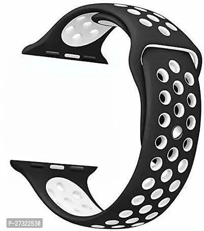 Nike Strap Compatible With 42 44 49 45 Mm Silicone Watch Strap Black And White-thumb0