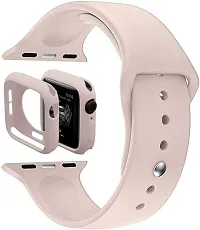 Soft Silicone Case Cover With Strap Iwatch Series7/6/5/4/3/2/1/Se 42/44/45Mm 44 Mm Silicone Watch Strap Peach-thumb1