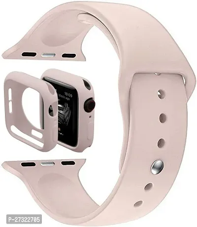 Soft Silicone Case Cover With Strap Iwatch Series7/6/5/4/3/2/1/Se 42/44/45Mm 44 Mm Silicone Watch Strap Peach-thumb2