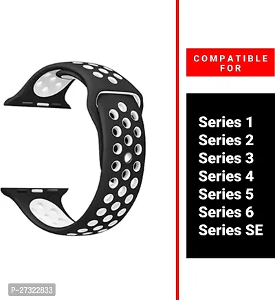 Plain Band Soft Silicone Sport Wristband Strap 42/44/45/Mm Black And White Strap 42 Mm Rubber Watch Strap Blackand White-thumb4