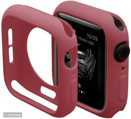 Soft Silicone Case Cover With Strap Iwatch Series7/6/5/4/3/2/1/Se 42/44/45Mm 44 Mm Silicone Watch Strap Maroon-thumb2