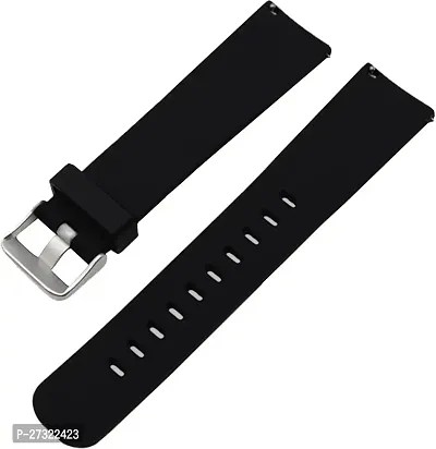 Watch Strap Silicone Belt Compatible With Goqii Smart Vital Smartwatch 22 Mm Silicone Watch Strap Black-thumb0