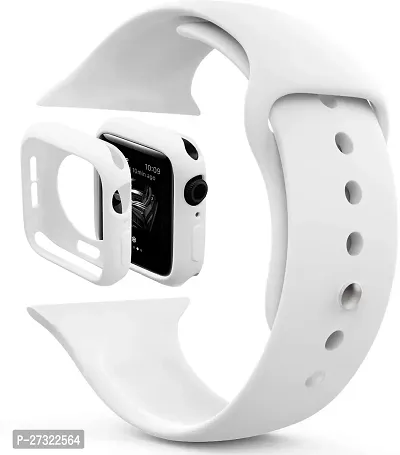 Soft Silicone Case Cover With Strap Iwatch Series7/6/5/4/3/2/1/Se 42/44/45Mm 43 Mm Silicone Watch Strap White-thumb0