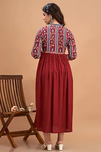 New Trendy Rayon Maroon Printed Party  Weeding Wear Beautiful Flared Kurta For Women and Girls-thumb3