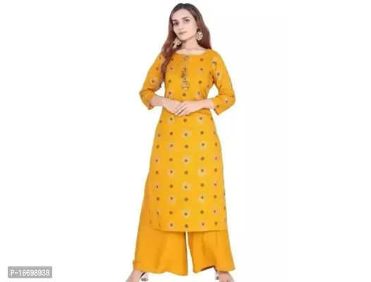 Beautiful Rayon Printed Kurti Palazzo Set For Women