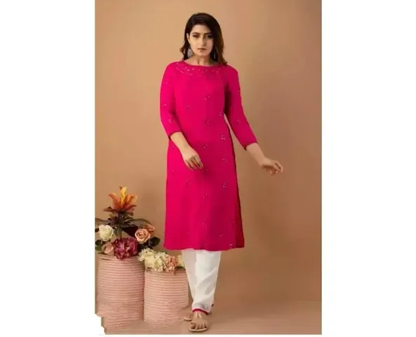 Trendy Rayon Embroidered Straight Kurta With Pant