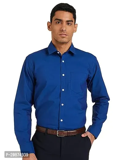 Reliable Blue Cotton Solid Long Sleeves Casual Shirts For Men