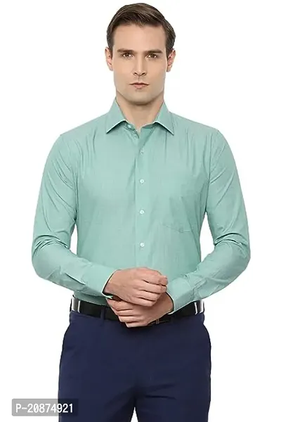 Reliable Green Cotton Solid Long Sleeves Casual Shirts For Men