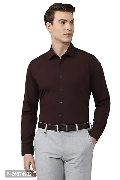 Reliable Coffee Brown Cotton Solid Long Sleeves Casual Shirts For Men-thumb0