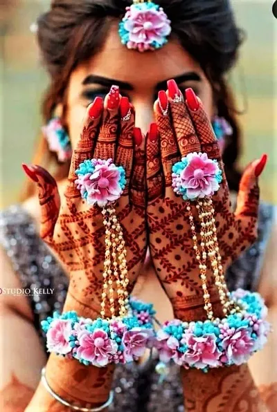 Haldi Mehndi Special Flower Jewellery Set