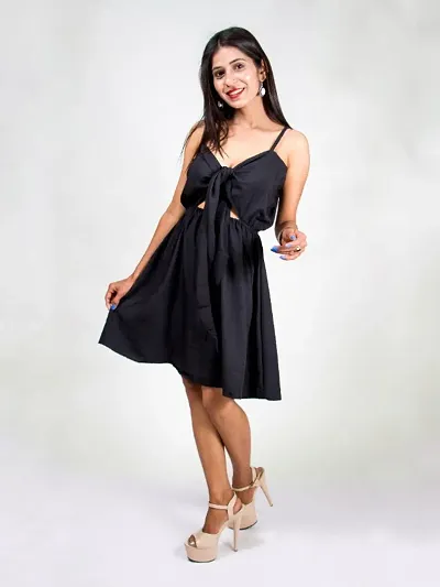 Allofit solid Flared Tie Knot Dress.