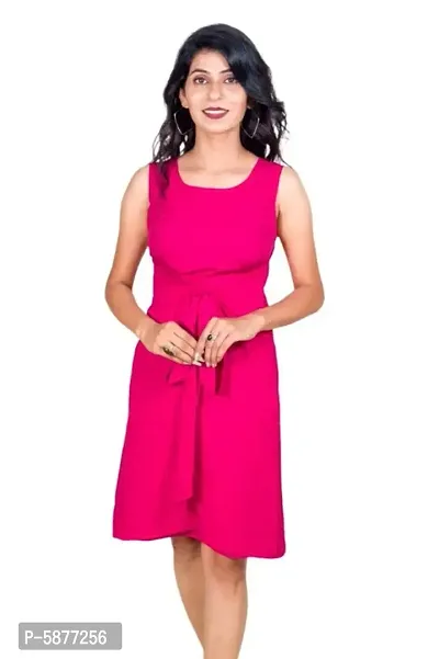 Trendy Crepe Wrap Around Dress for Women-thumb3