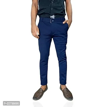 Stylish Lycra Solid Trousers For Men-thumb0