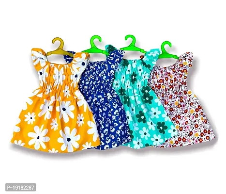 New Cute Trendy Cotton Fabric Summer wear Frock/jhabla/Maxi/midi Combo Set of 4 for Baby Girls-thumb0