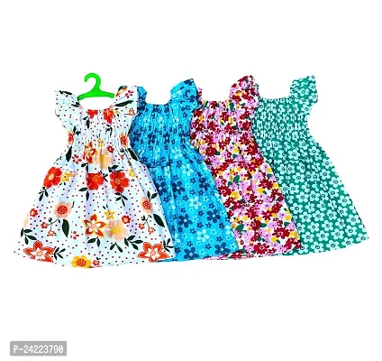 New Cute Fancy Multicolor Cotton Baby Frocks / A-Line combo pack of 4