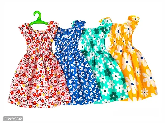 New Cute Trendy Cotton Fabric Summer wear Frock / jhabla / Maxi / midi Combo Set of 4 for Baby Girls