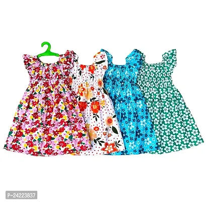 New Cute Trendy Cotton Fabric Summer wear Frock/jhabla/Maxi/midi Combo Set of 4 for Baby Girls